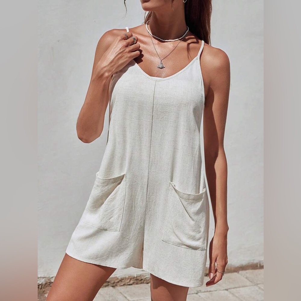 Shinestar Linen Blend Romper Small